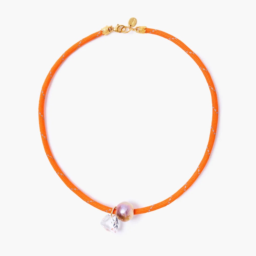 Chan Luu Pearl Necklace with Orange Cord
